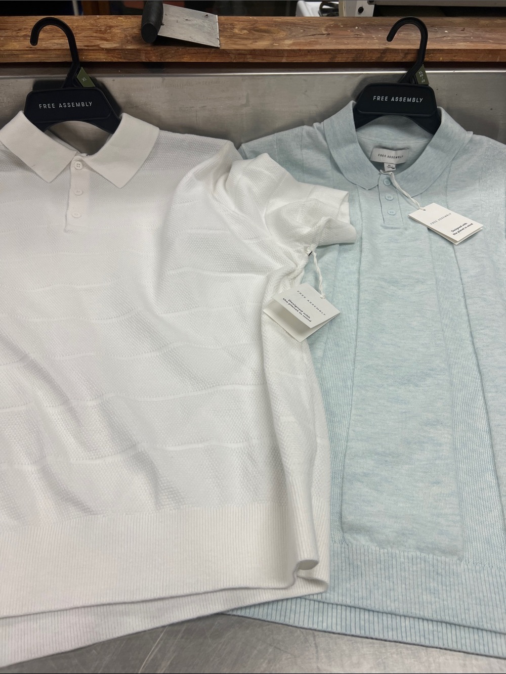 TWO Men’s Free Assembly Polo Sweater - short sleeve White & Light Blue size XL